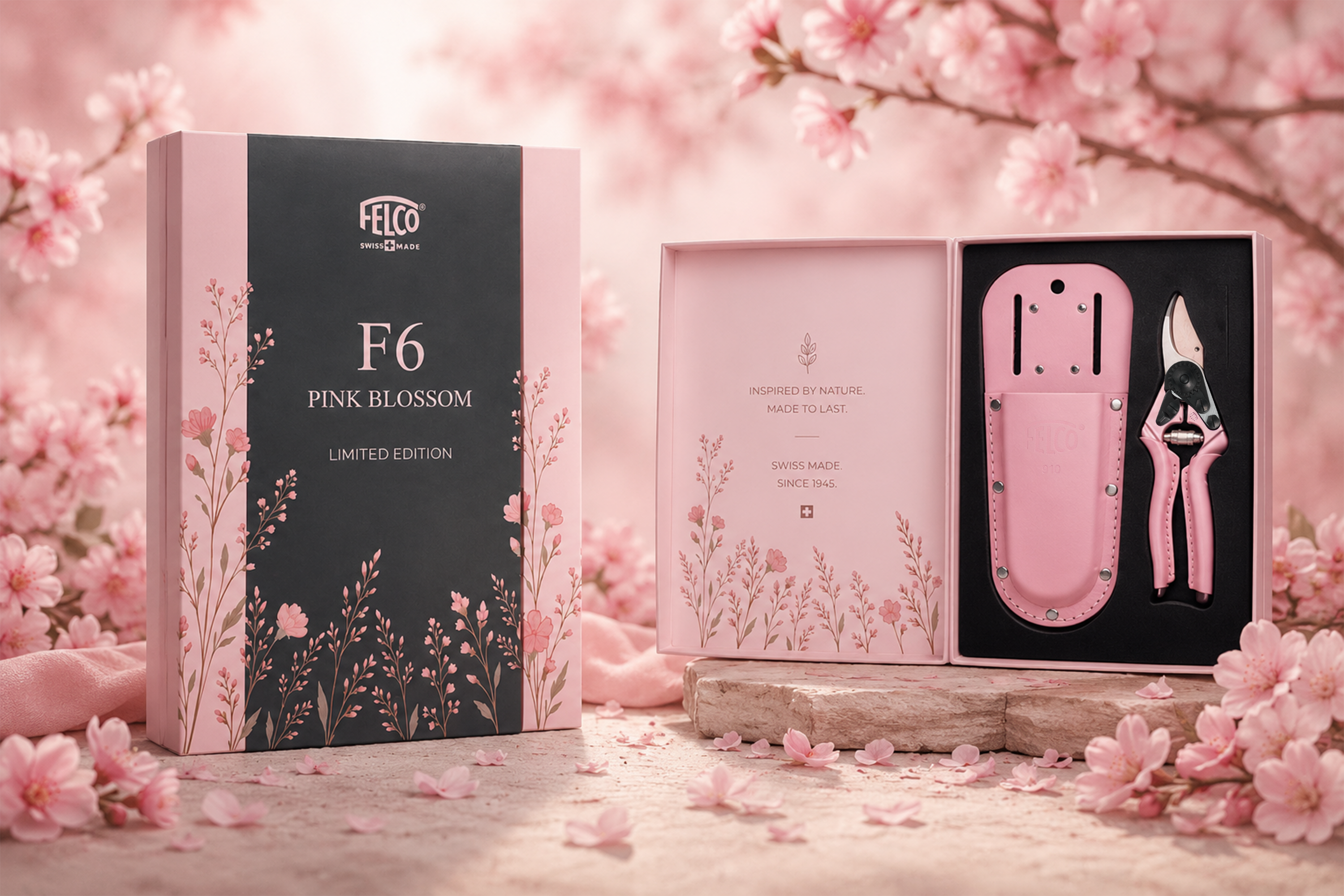 FELCO 6 Pink Blossom gyűjtői szett díszdobozzal és bőrtokkal